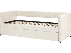 Udtræksseng Velour CHAVONNE 90 x 200 cm Cremehvid