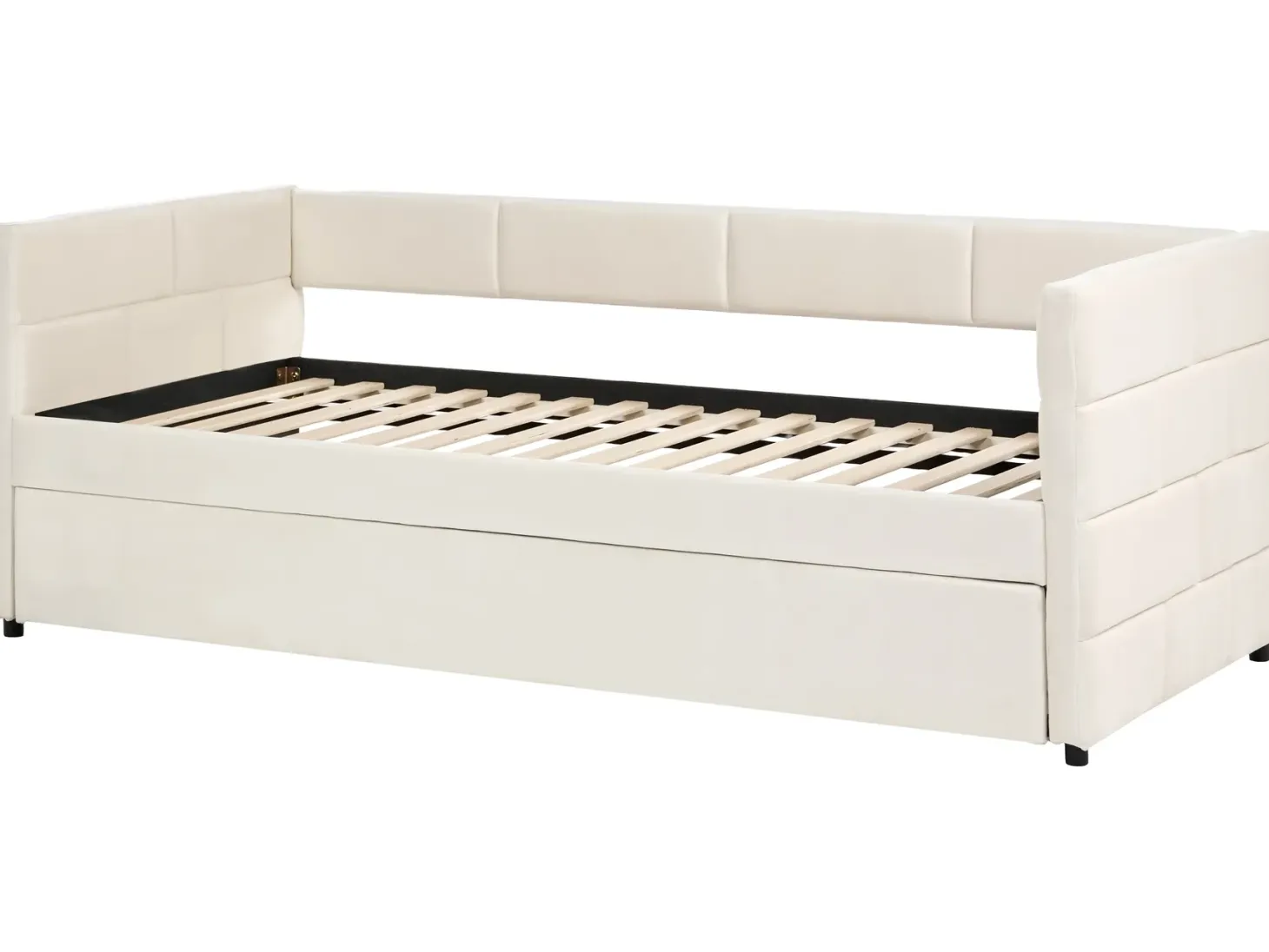 Udtræksseng Velour CHAVONNE 90 x 200 cm Cremehvid