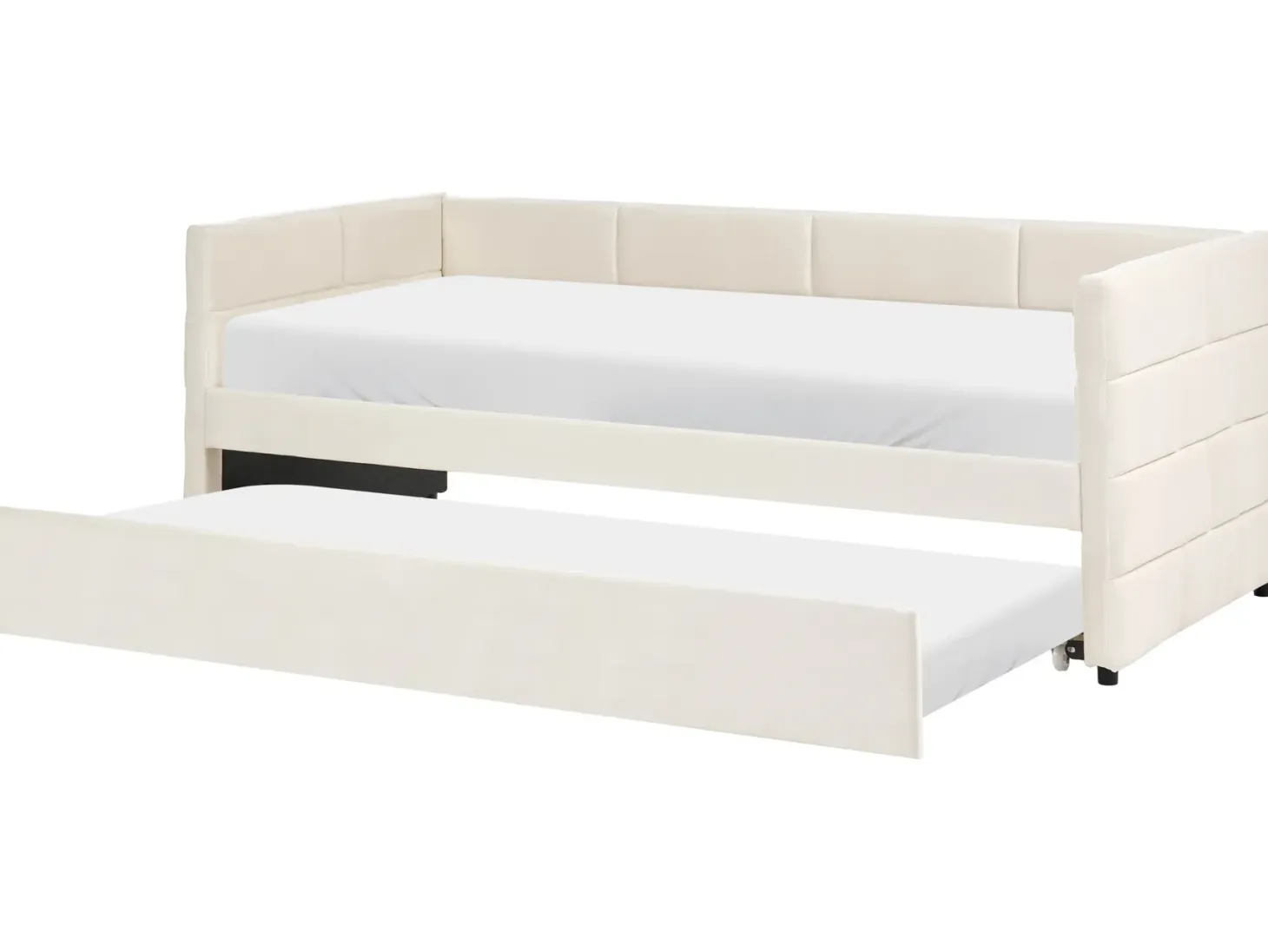Udtræksseng Velour CHAVONNE 90 x 200 cm Cremehvid