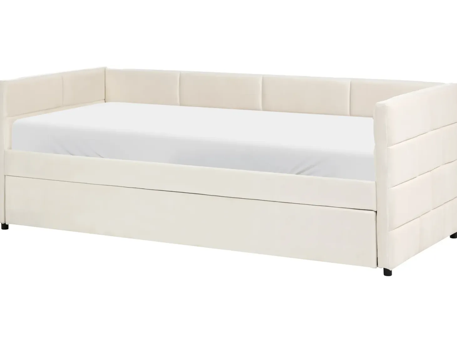 Udtræksseng Velour CHAVONNE 90 x 200 cm Cremehvid