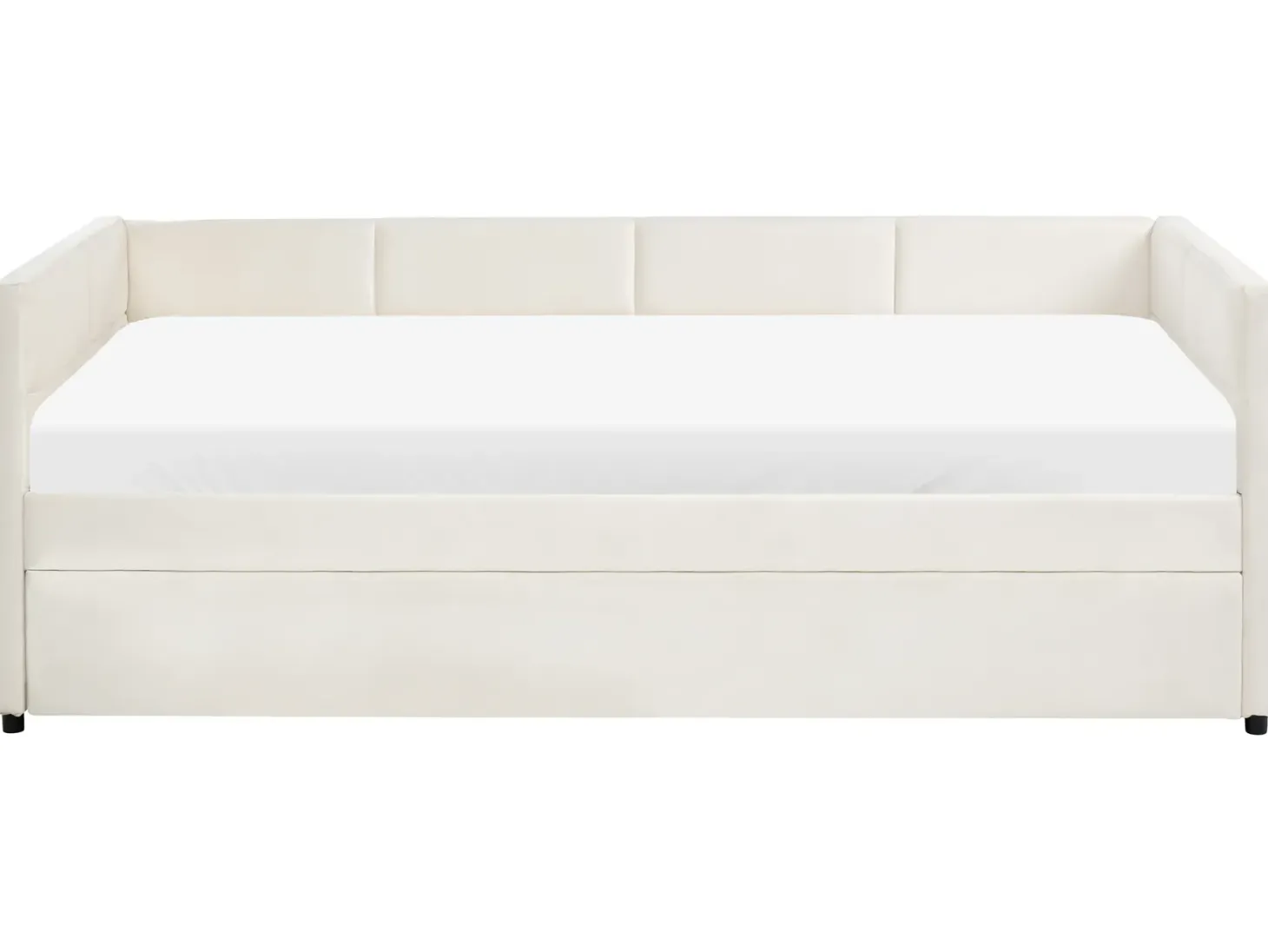Udtræksseng Velour CHAVONNE 90 x 200 cm Cremehvid