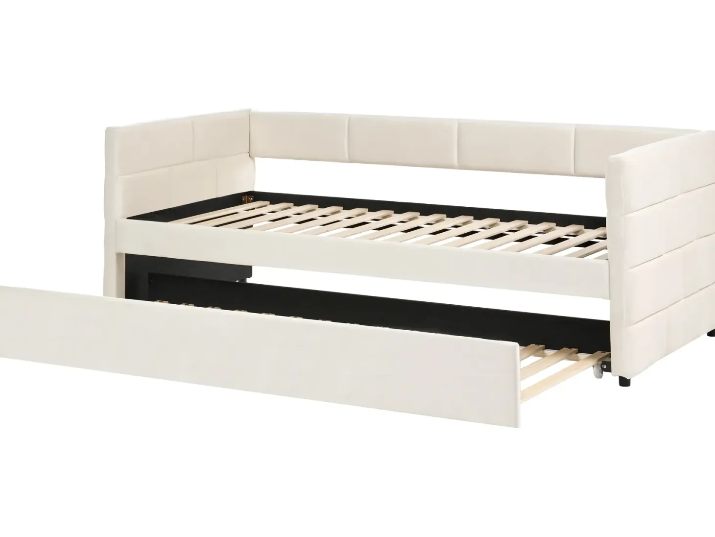 Udtræksseng Velour CHAVONNE 90 x 200 cm Cremehvid