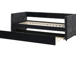 Udtræksseng Velour CHAVONNE 90 x 200 cm Sort