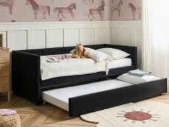 Udtræksseng Velour CHAVONNE 90 x 200 cm Sort
