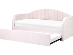 Udtræksseng Velour EYBURIE 90 x 200 cm Pastellrosa