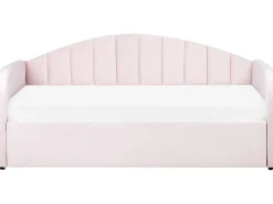 Udtræksseng Velour EYBURIE 90 x 200 cm Pastellrosa