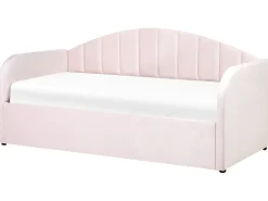Udtræksseng Velour EYBURIE 90 x 200 cm Pastellrosa