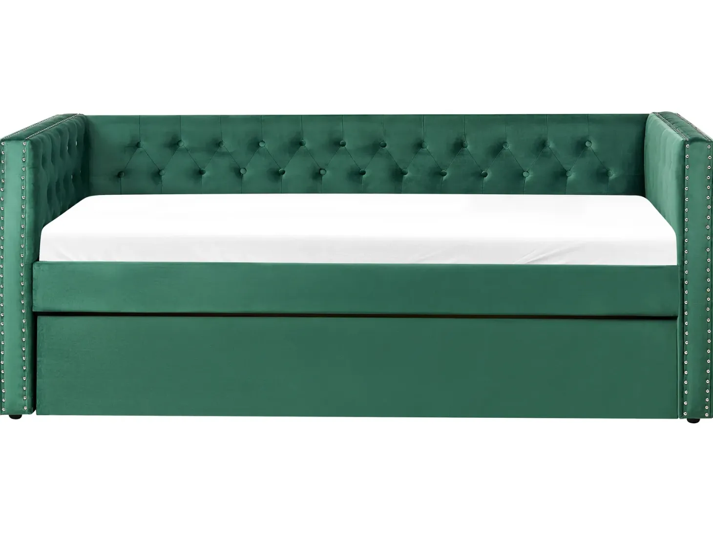 Udtræksseng Velour GASSIN 90 x 200 cm Smaragdgrøn