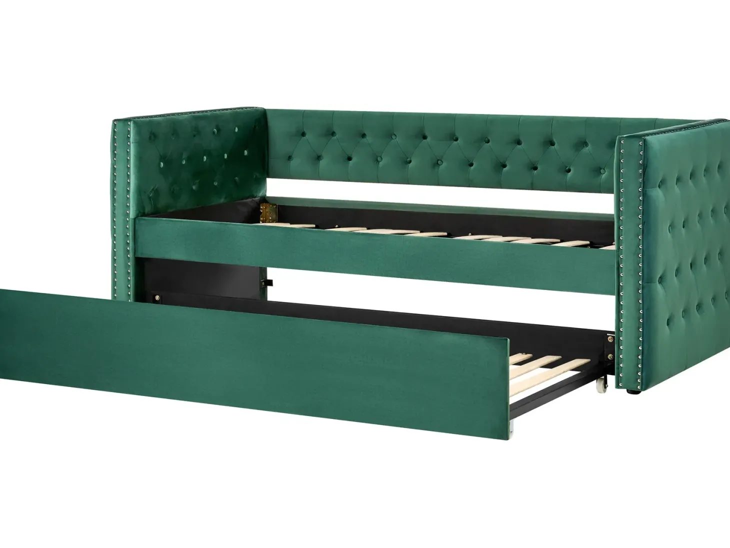 Udtræksseng Velour GASSIN 90 x 200 cm Smaragdgrøn
