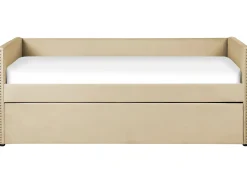 Udtræksseng Velour TROYES 90 x 200 cm Beige