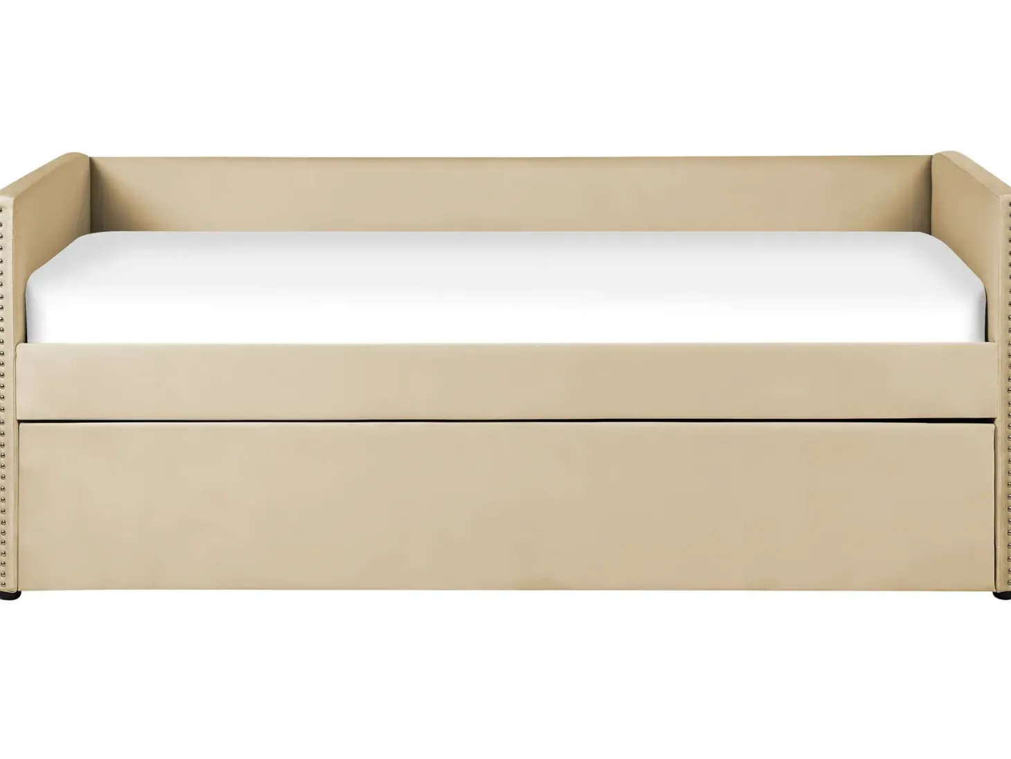 Udtræksseng Velour TROYES 90 x 200 cm Beige