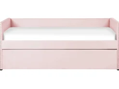 Udtræksseng Velour TROYES 90 x 200 cm Pastellrosa