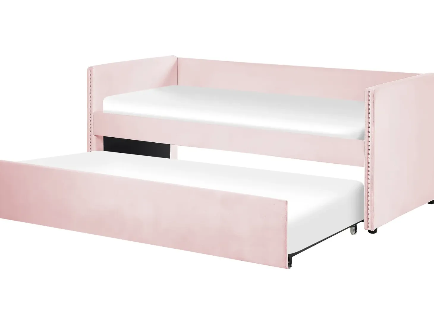 Udtræksseng Velour TROYES 90 x 200 cm Pastellrosa