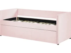 Udtræksseng Velour TROYES 90 x 200 cm Pastellrosa