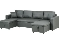 U-formet sovesofa 5 personers SOMMEN Mørkegrå med opbevaring
