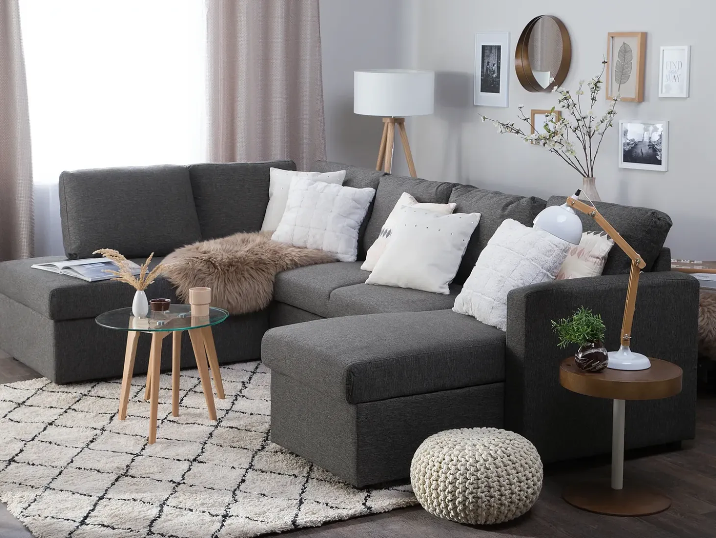 U-formet sovesofa 5 personers KARRABO Mørkegrå med opbevaring