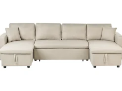 U-formet sovesofa 5 personers SOMMEN Lys Beige med opbevaring