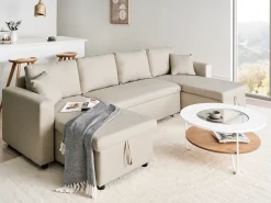 U-formet sovesofa 5 personers SOMMEN Lys Beige med opbevaring