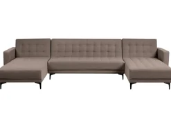 U-formet sovesofa 5 personers ABERDEEN Brungrå