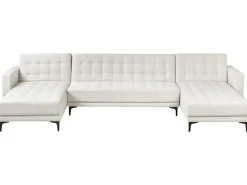 U-formet sovesofa 5 personers ABERDEEN Cremehvid