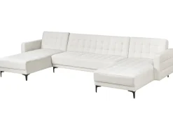 U-formet sovesofa 5 personers ABERDEEN Cremehvid