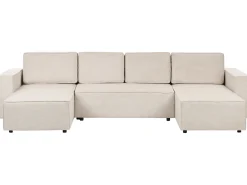 U-formet sovesofa 4 personers VATNE Lys Beige med opbevaring