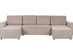 U-formet sovesofa 4 personers VATNE Lysebrun med opbevaring