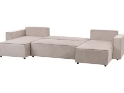 U-formet sovesofa 4 personers VATNE Lysebrun med opbevaring