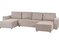 U-formet sovesofa 4 personers VATNE Lysebrun med opbevaring