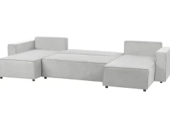 U-formet sovesofa 4 personers VATNE Lysegrå med opbevaring