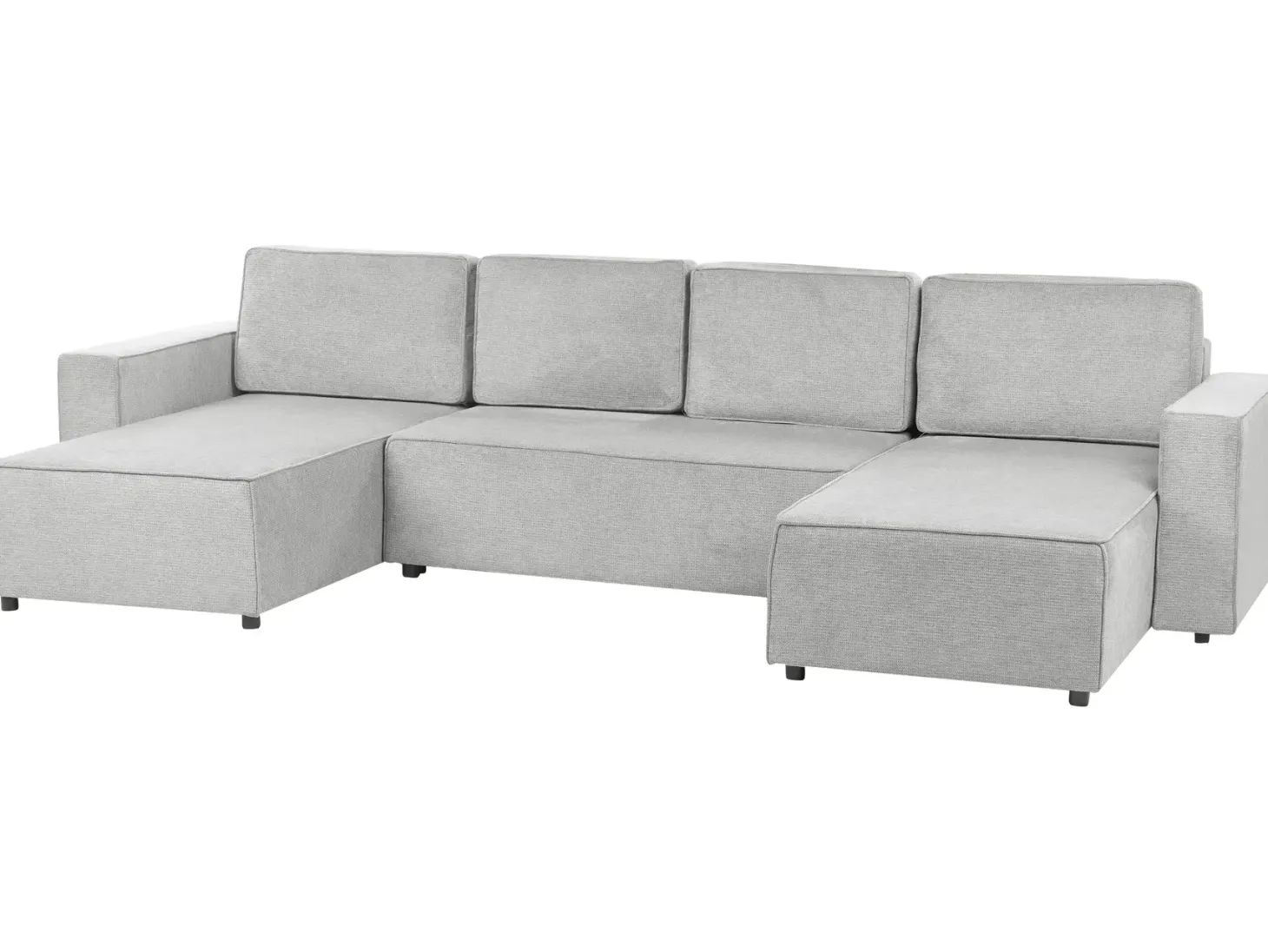 U-formet sovesofa 4 personers VATNE Lysegrå med opbevaring