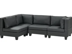 UNSTAD 4 personers Hjørnesofa modul Højrevendt Sort Kunstlæder