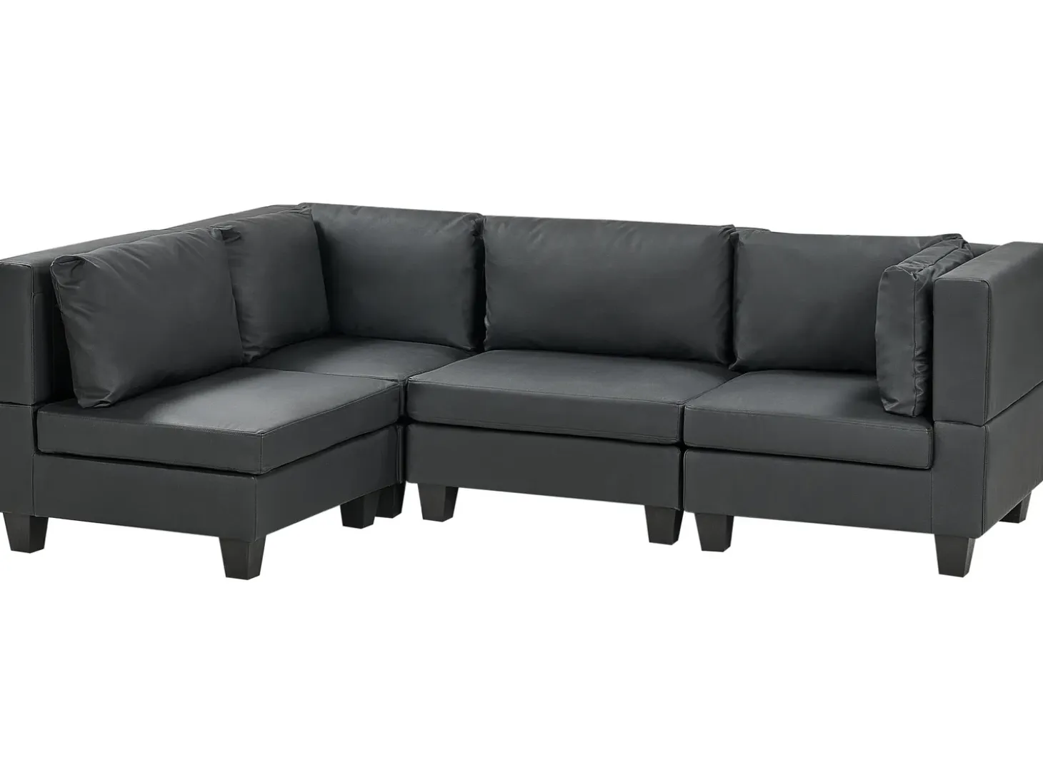 UNSTAD 4 personers Hjørnesofa modul Højrevendt Sort Kunstlæder