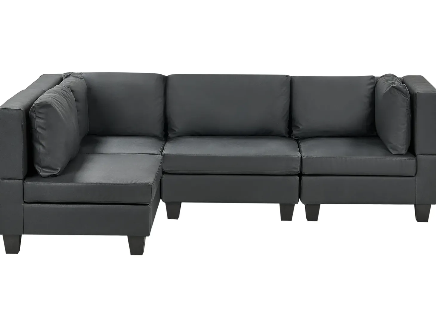 UNSTAD 4 personers Hjørnesofa modul Højrevendt Sort Kunstlæder