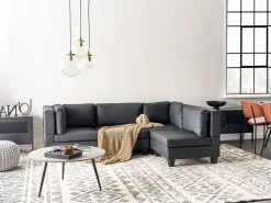 UNSTAD 4 personers Hjørnesofa modul Venstrevendt Sort Kunstlæder
