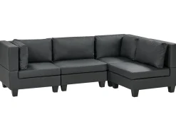 UNSTAD 4 personers Hjørnesofa modul Venstrevendt Sort Kunstlæder