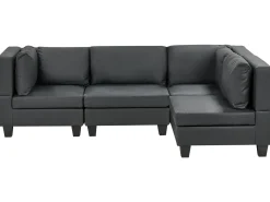 UNSTAD 4 personers Hjørnesofa modul Venstrevendt Sort Kunstlæder