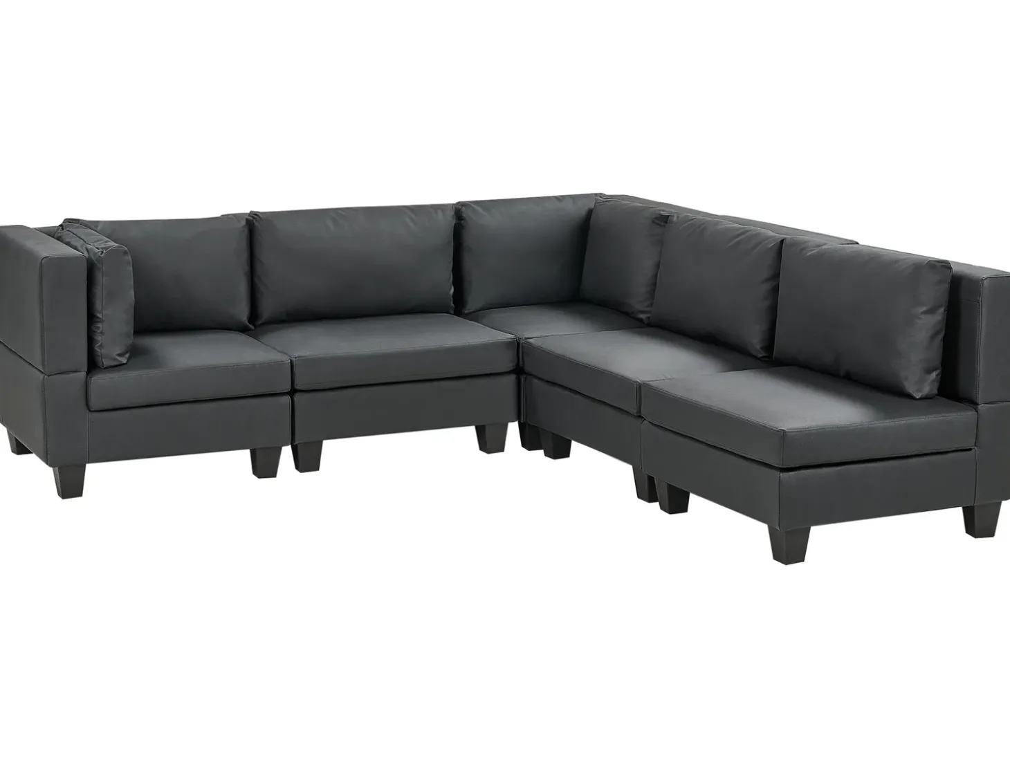 UNSTAD 5 personers Hjørnesofa modul Venstrevendt Sort Kunstlæder