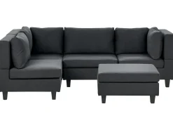 UNSTAD 4 personers Hjørnesofa modul Højrevendt Sort med fodskammel