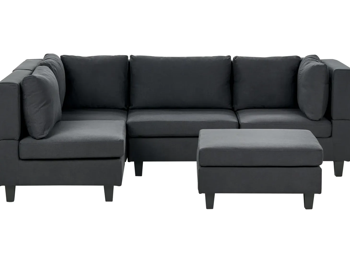 UNSTAD 4 personers Hjørnesofa modul Højrevendt Sort med fodskammel