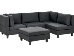 UNSTAD 4 personers Hjørnesofa modul Venstrevendt Sort med fodskammel