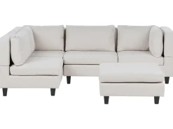 UNSTAD 4 personers Hjørnesofa modul Højrevendt Lys Beige med fodskammel
