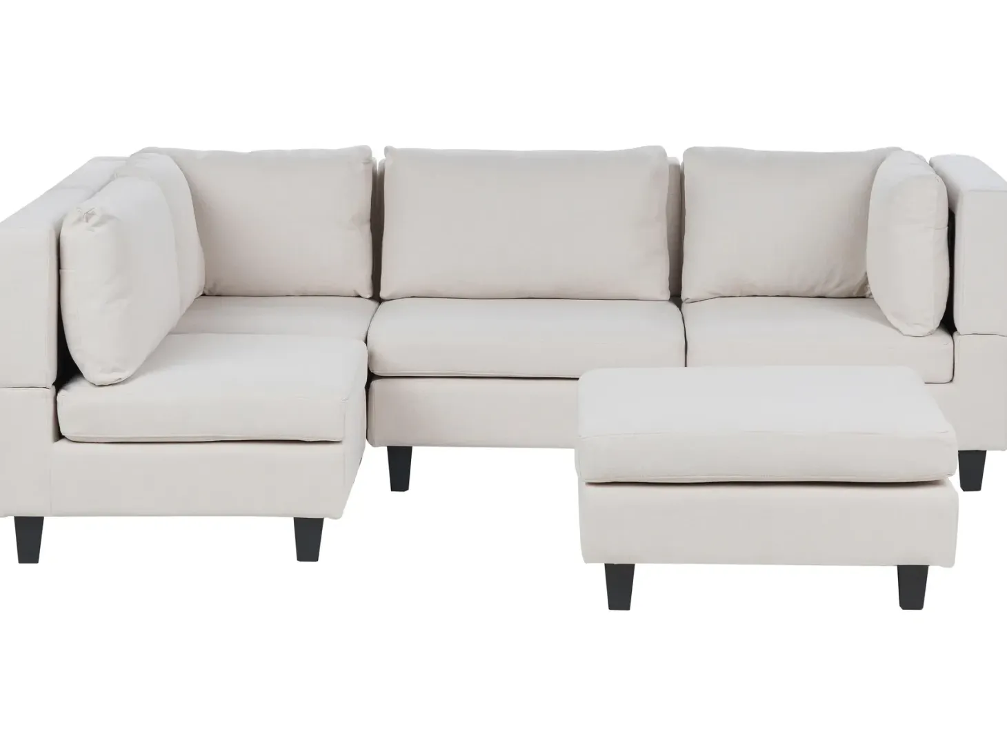 UNSTAD 4 personers Hjørnesofa modul Højrevendt Lys Beige med fodskammel