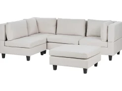 UNSTAD 4 personers Hjørnesofa modul Højrevendt Lys Beige med fodskammel