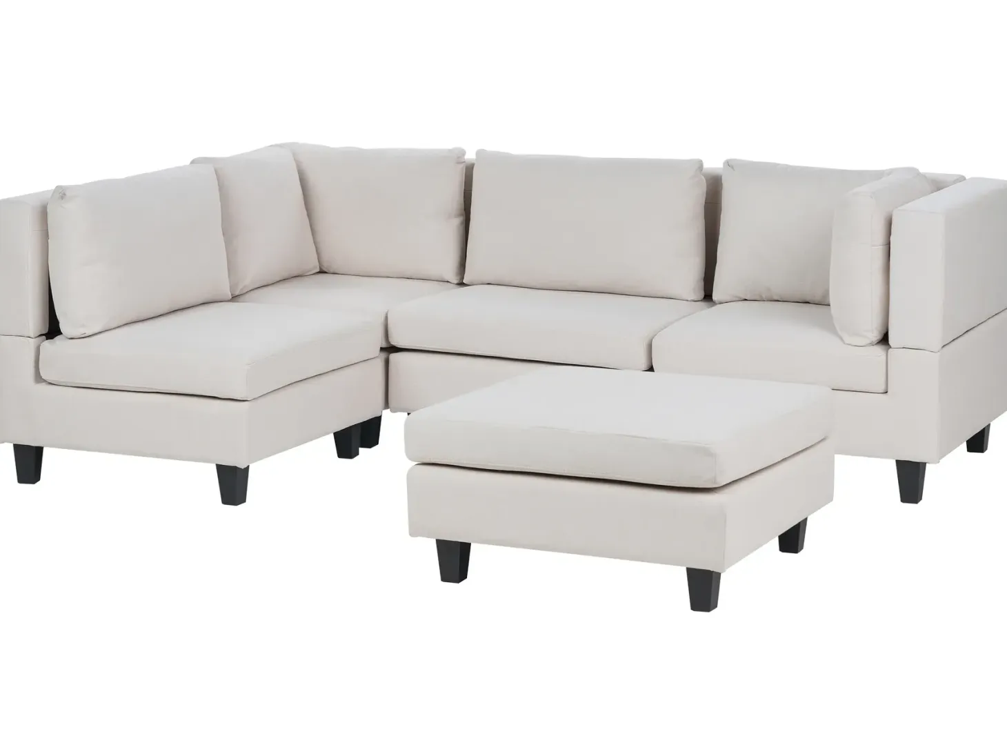 UNSTAD 4 personers Hjørnesofa modul Højrevendt Lys Beige med fodskammel