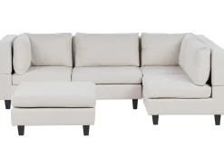 UNSTAD 4 personers Hjørnesofa modul Venstrevendt Lys Beige med fodskammel