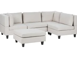 UNSTAD 4 personers Hjørnesofa modul Venstrevendt Lys Beige med fodskammel