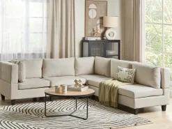UNSTAD 5 personers Hjørnesofa modul Højrevendt Lys Beige