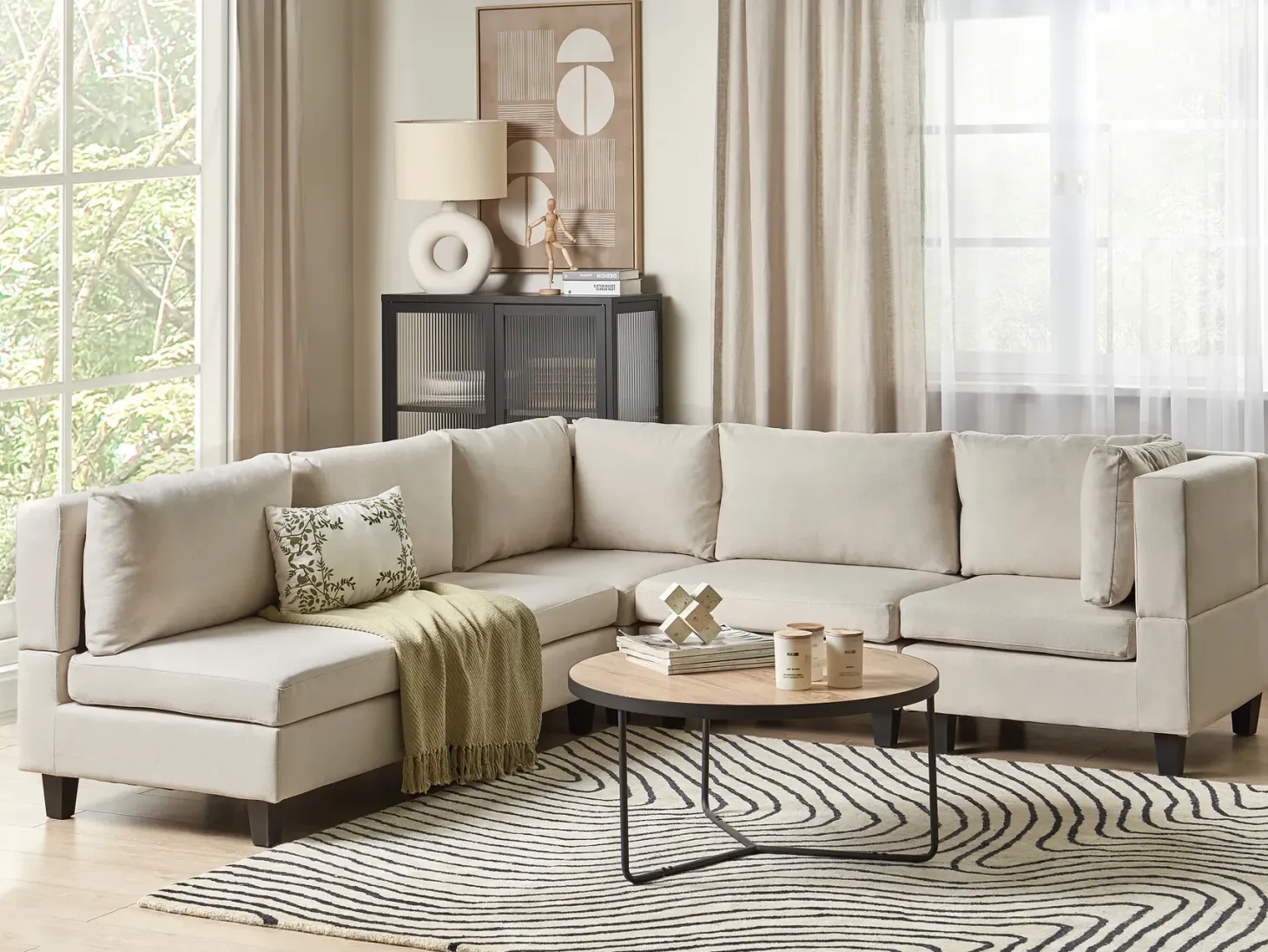 UNSTAD 5 personers Hjørnesofa modul Venstrevendt Lys Beige