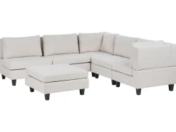 UNSTAD 5 personers Hjørnesofa modul Venstrevendt Lys Beige med fodskammel